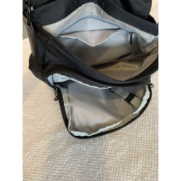 Derek Alexander Leather Nylon Crossbody Bag Black Brown Travel Organizer Zippers - Picture 8 of 11